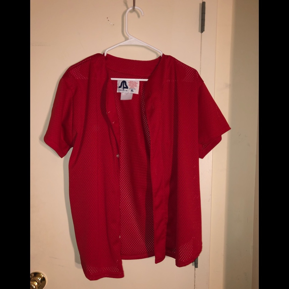 Red Button Down Baseball Jersey